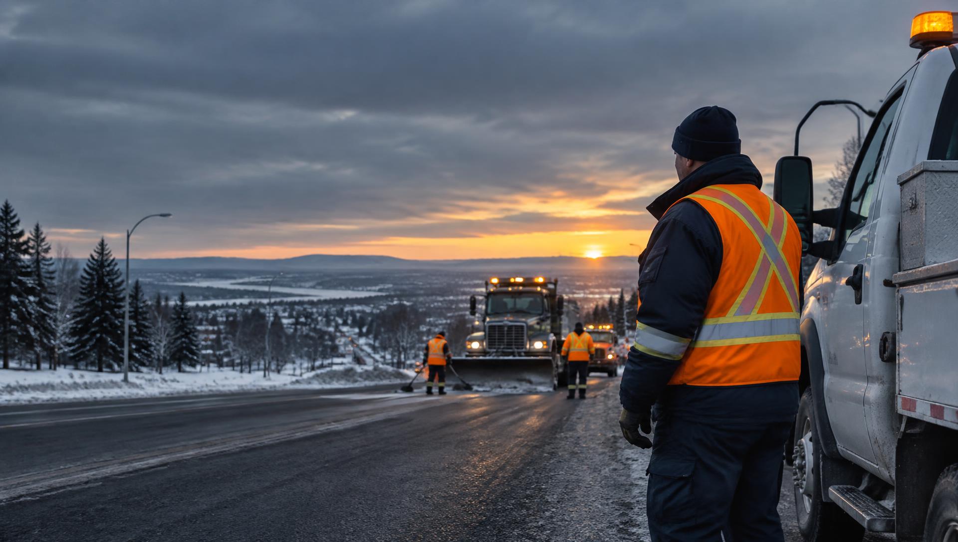 Équipe municipale en opération hivernale au Québec